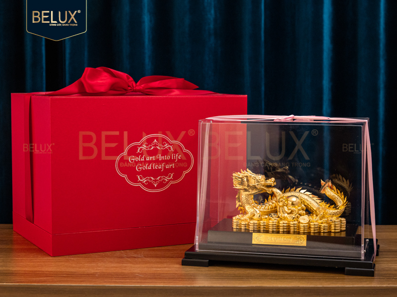 Tượng Rồng Vàng Tài Lộc dát vàng 24k - Linh vật chiêu tài, kích hoạt may mắn và thịnh vượng&nbsp;